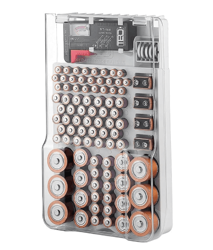 Battery Organizer Storage Case with Tester (excluding batteries)