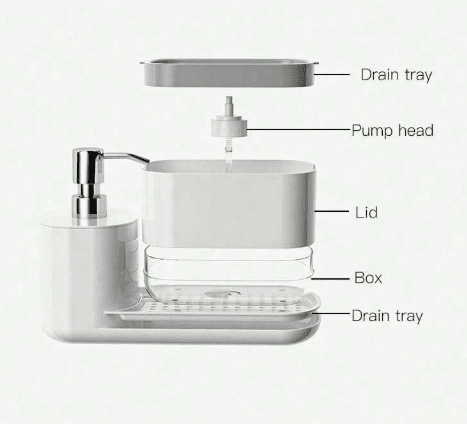 Kitchen Soap Dispenser Set with Tray and Sponge Holder