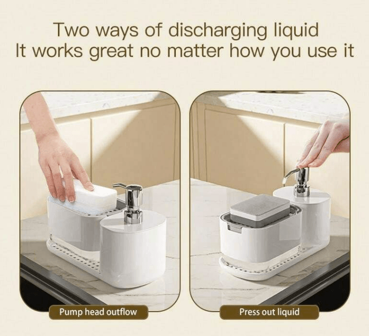 Kitchen Soap Dispenser Set with Tray and Sponge Holder