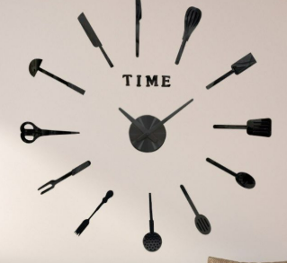DIY Modern Kitchen 3D Wall Clock (Black)(60-70cm)