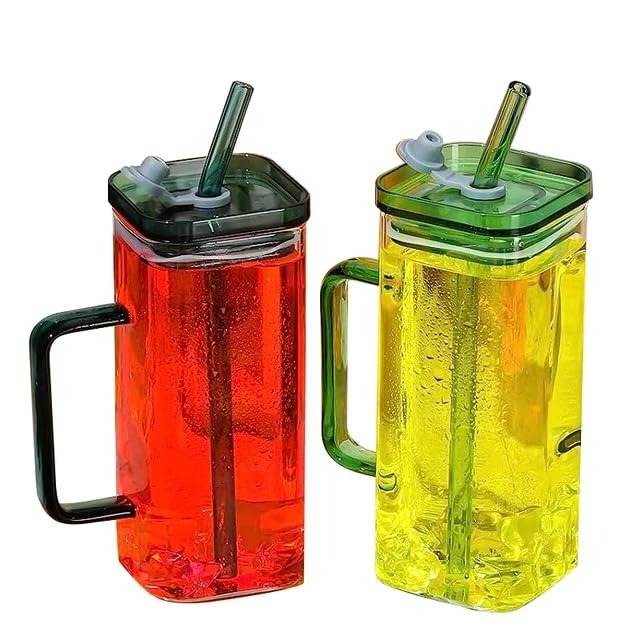 Colour-Tinted Glass Tumbler With Plastic Lid (380ml)(Each)