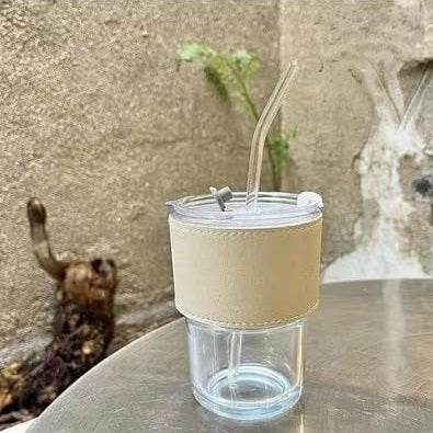 Protective Sleeve Glass Tumbler (White)(400ml)(Each)