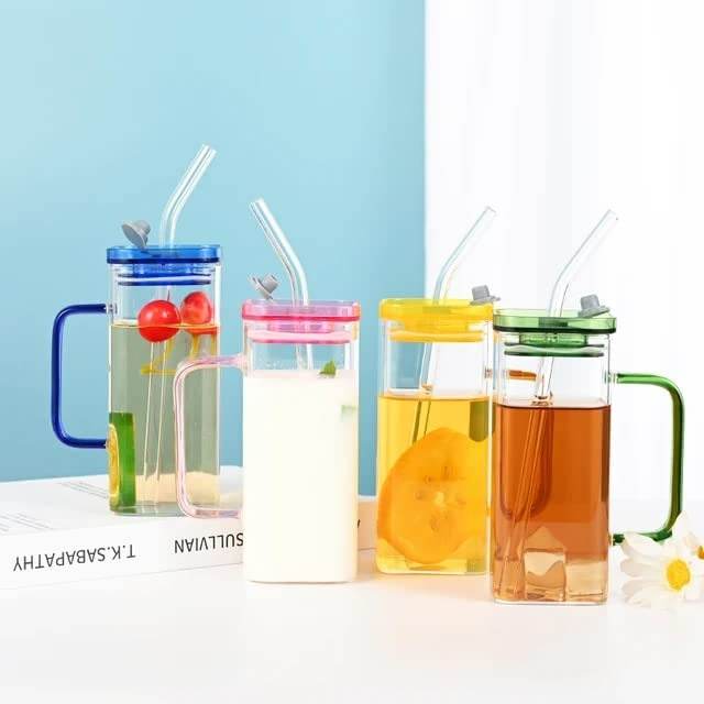 Colour-Tinted Glass Tumbler With Plastic Lid (380ml)(Each)