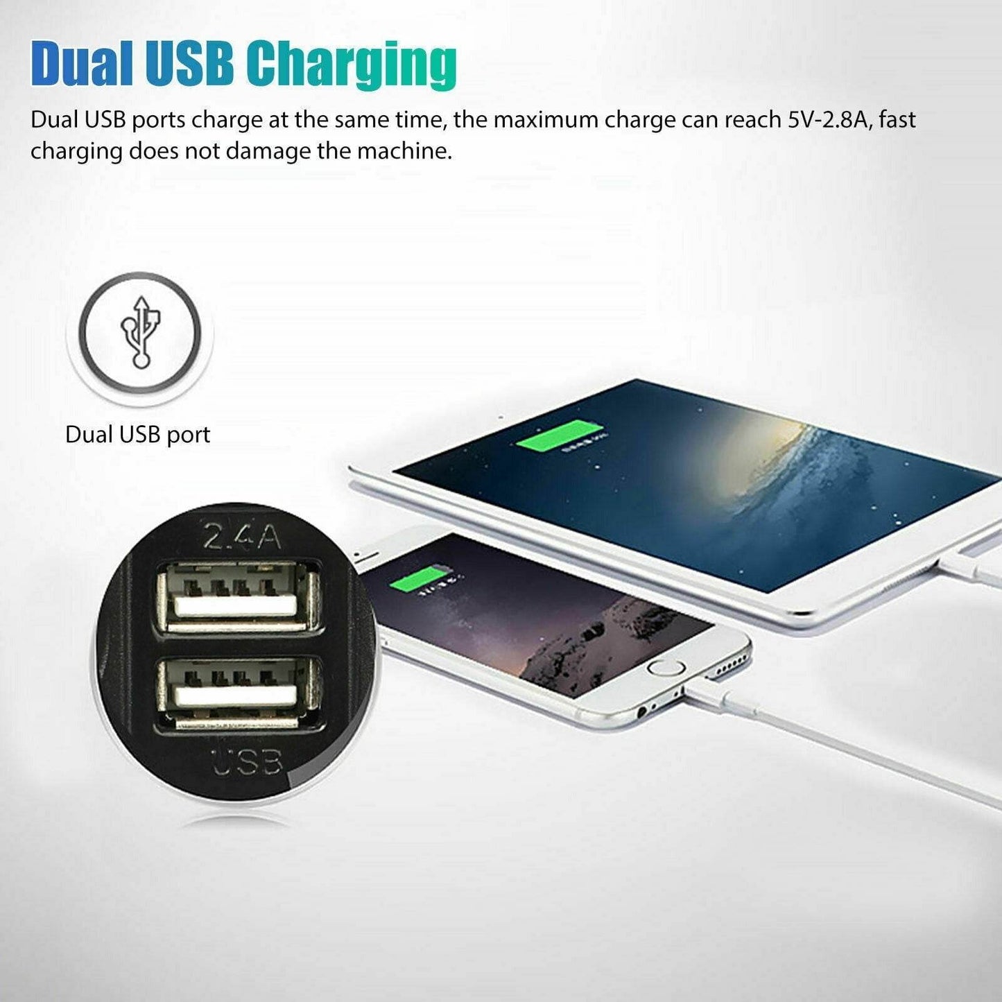 Dual USB Charger Splitter 12V Outlet Power Adapter