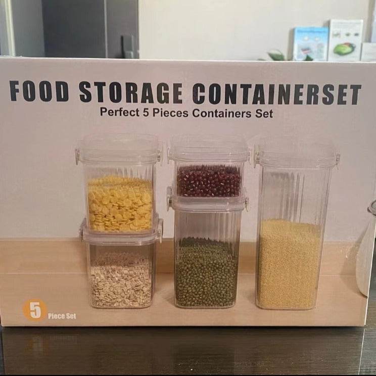 Transparent Dry Food Storage Containers (5 pcs)
