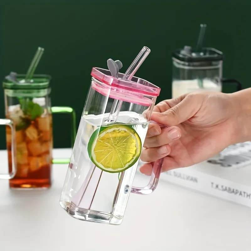 Colour-Tinted Glass Tumbler With Plastic Lid (380ml)(Each)