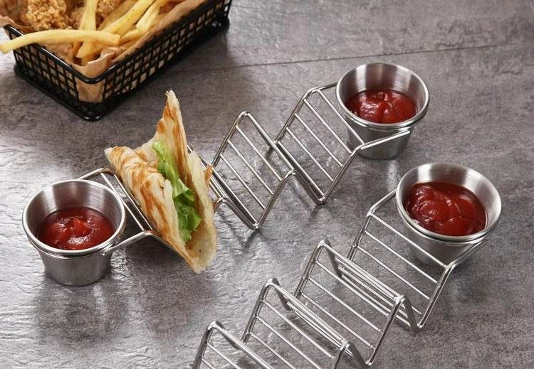 Steel Taco Holder With Sauce Bowl (Each)