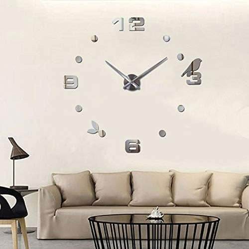 DIY Modern Bird 3D Wall Clock (Silver)(60-70cm)
