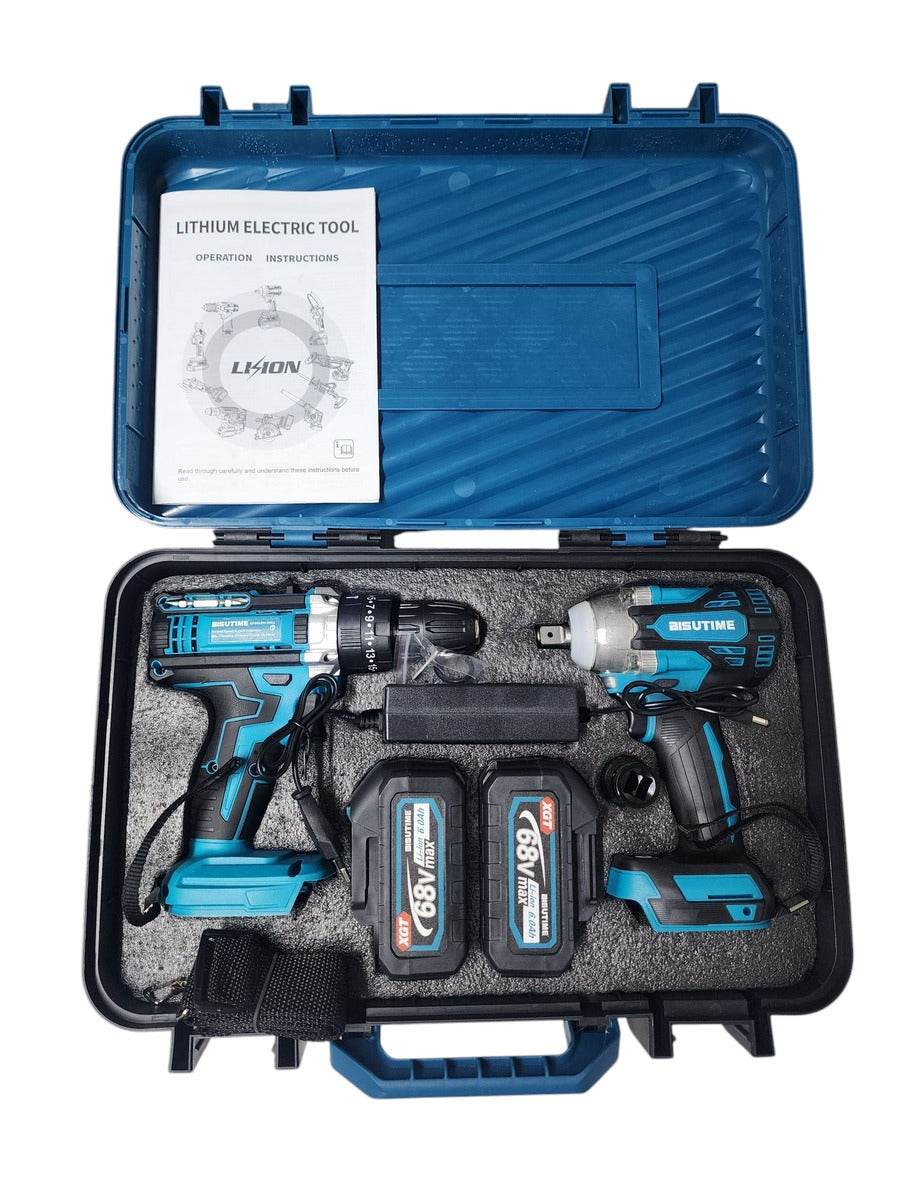 Rechargeable Hammer Drill and Impact Wrench Set (68V)(2 Batteries)