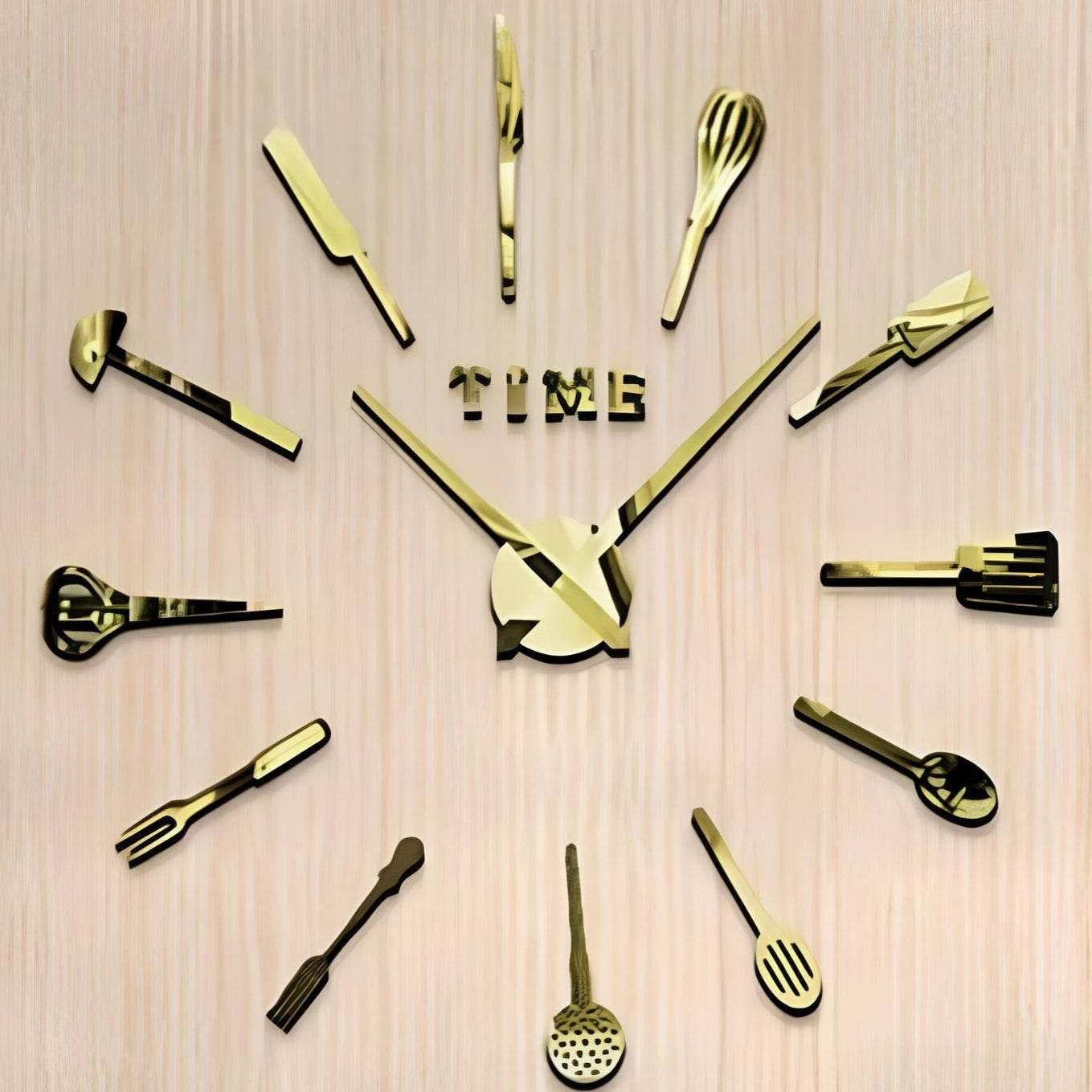 DIY Modern Kitchen 3D Wall Clock (Gold)(60-70cm)