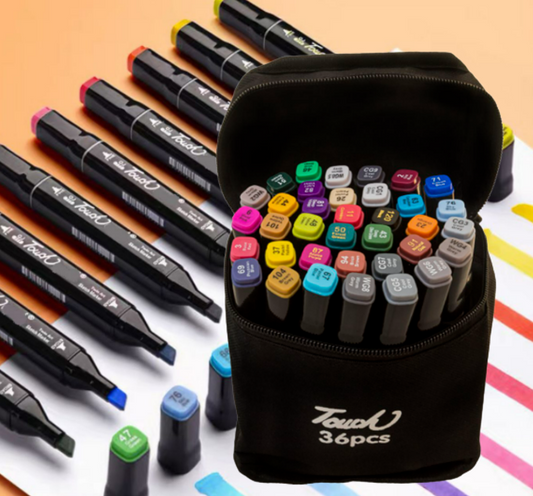 Coloured Dual Marker And Highlighter Pen Set (36 pcs)