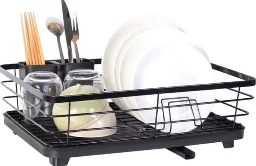 Over-Sink Dish Drying Rack with Utensil Holder