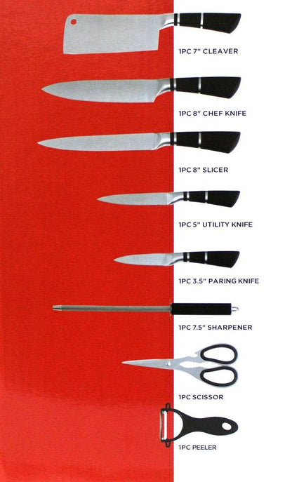 Delicate Touch Knife Set With Rotating Stand (9 pcs) - DMC Wholesale