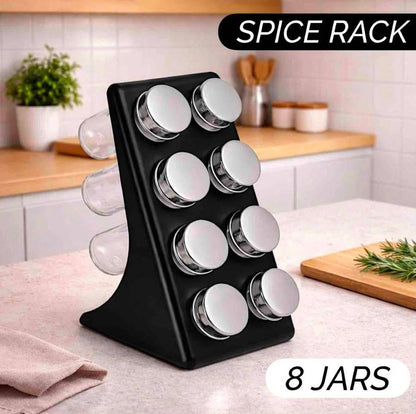 Revolving Spice Carousel with 8 Glass Jars