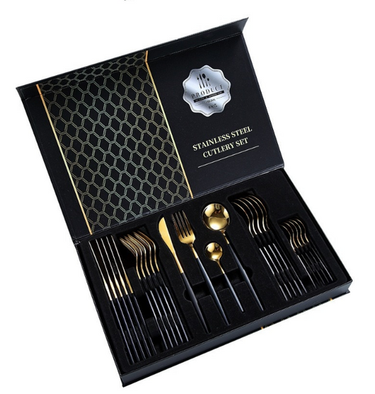 Hight Quality Polished Cutlery Set (24 pcs)(Black)
