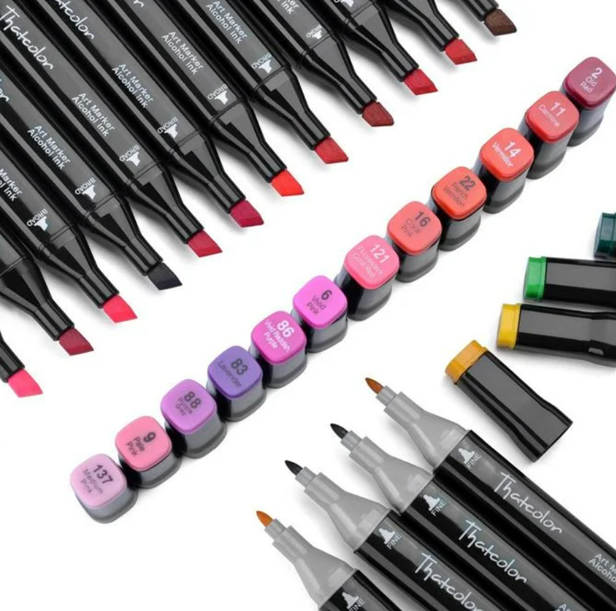 Coloured Dual Marker And Highlighter Pen Set (48 pcs)