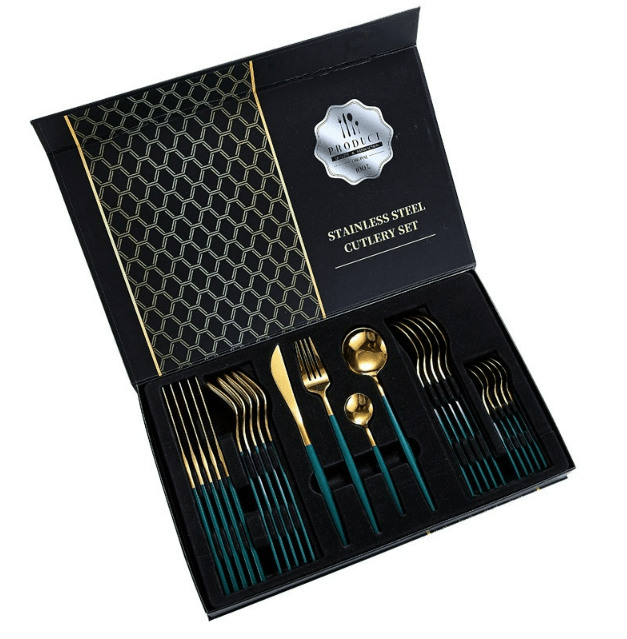 Hight Quality Polished Cutlery Set (24 pcs)(Black)