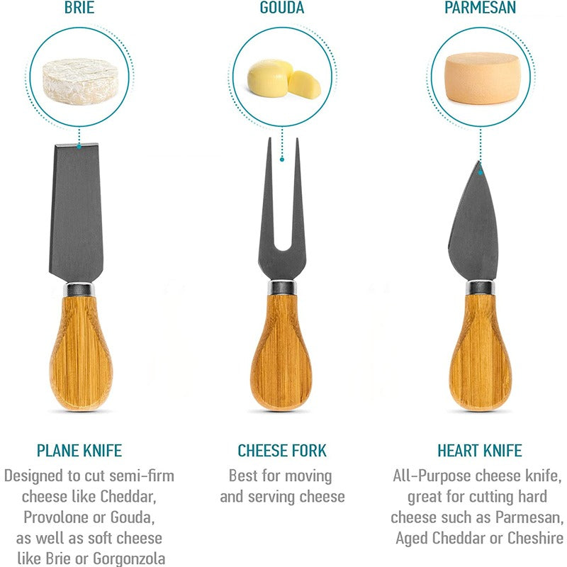 Wooden Trio Cheese Board Set