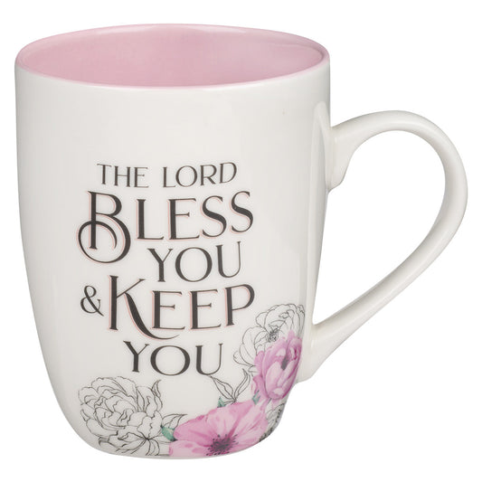 The Lord Bless You And Keep You Ceramic Mug With Pink Interior - Numbers 6:24