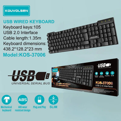 Kouvolsen USB Wired Keyboard KOS-37006