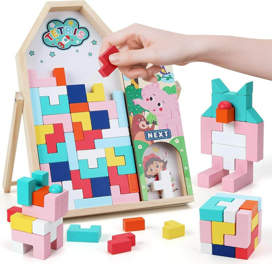Multifunctional 3D Tetris Wooden Board
