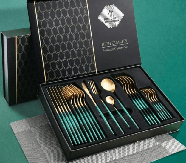 Hight Quality Polished Cutlery Set (24 pcs)(Black)