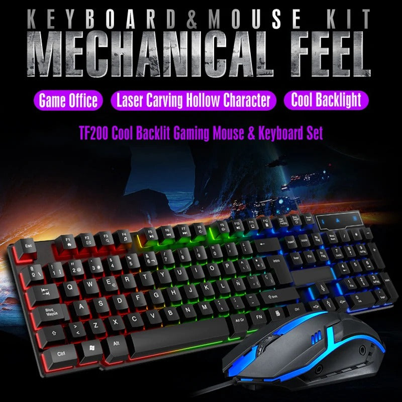 USB Keyboard Mouse Combo Set with RGB Lighting