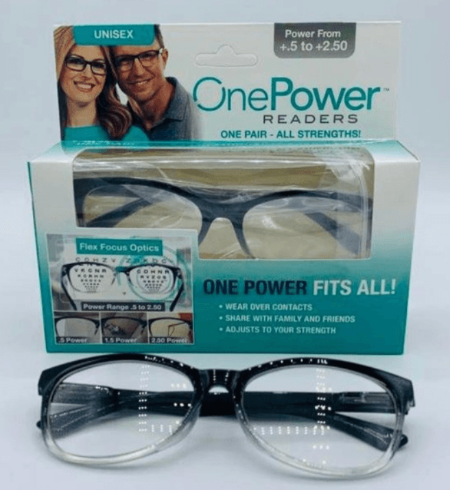 Adjustable Strength One Power Reading Glasses