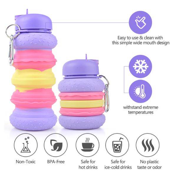 Collapsible Silicone Hamburger Water Bottle