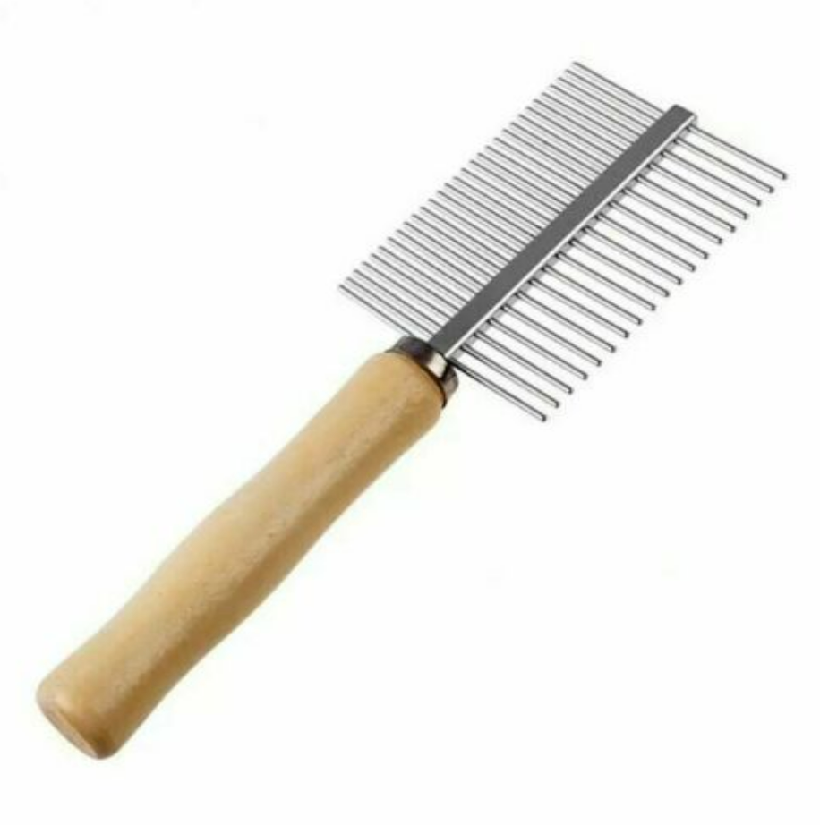 Double Sided Wooden Handle Dog Grooming Comb