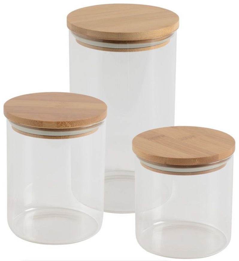 Round Glass Cylinder With Bamboo Lid (15x8cm)(Each)