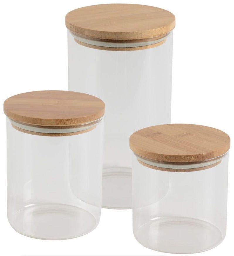 Round Glass Cylinder With Bamboo Lid (12x8cm)(Each)