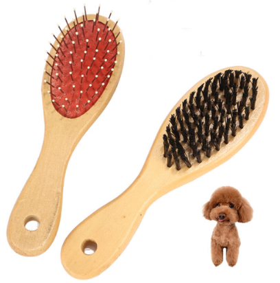 Double Sided Pin And Bristle Wooden Pet Brush