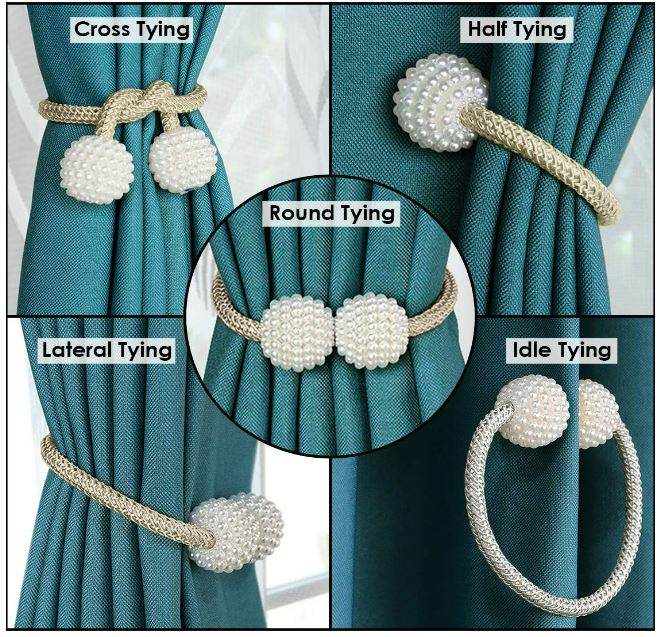 Magnetic Curtain Ties With Pearls (2pcs)