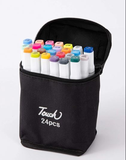 Coloured Dual Marker And Highlighter Pen Set (24 pcs)