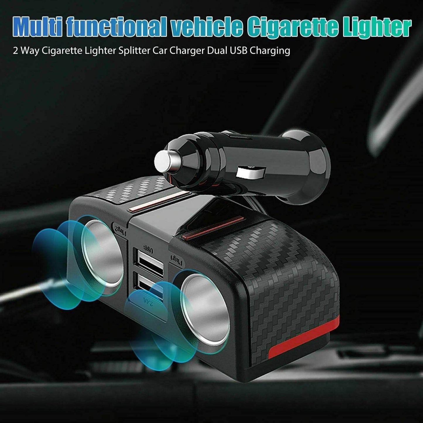 Dual USB Charger Splitter 12V Outlet Power Adapter