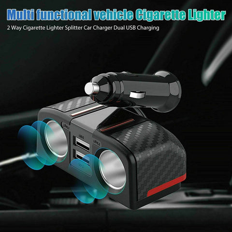 Dual USB Charger Splitter 12V Outlet Power Adapter - Alt View