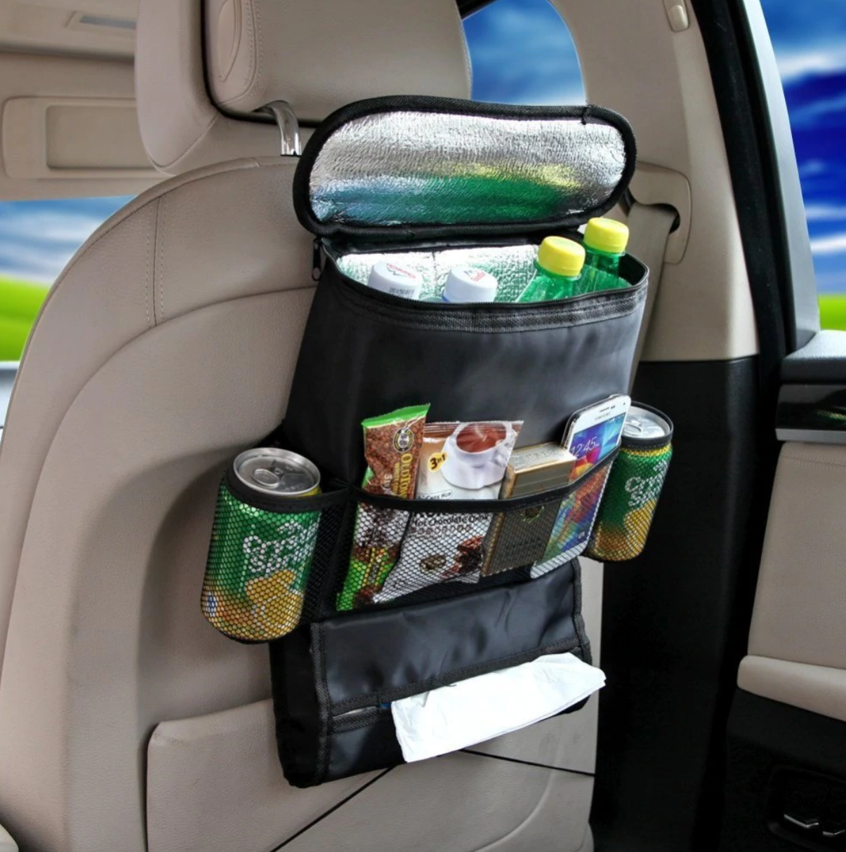 Car Back Seat Organizer with Cooler Bag