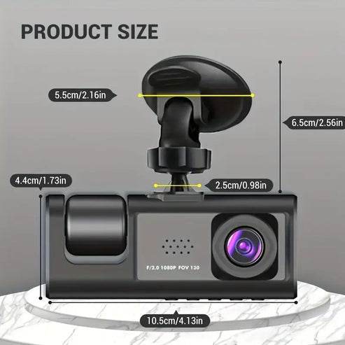 3 Channel 1080p Mini Vehicle Dash Cam