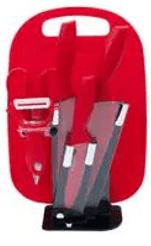 Kitchen Knife Set with Cutting Board (7 pcs)(Red)