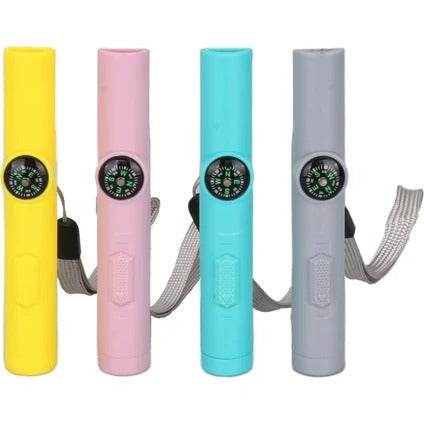 Emergency Whistle Flashlight With Compass And Laser