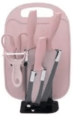 Kitchen Knife Set with Cutting Board (7 pcs)(Red)