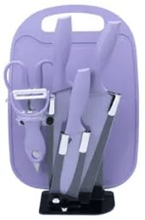 Kitchen Knife Set with Cutting Board (7 pcs)(Red)