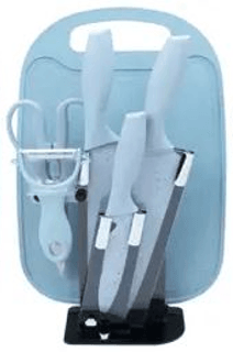 Kitchen Knife Set with Cutting Board (7 pcs)(Red)