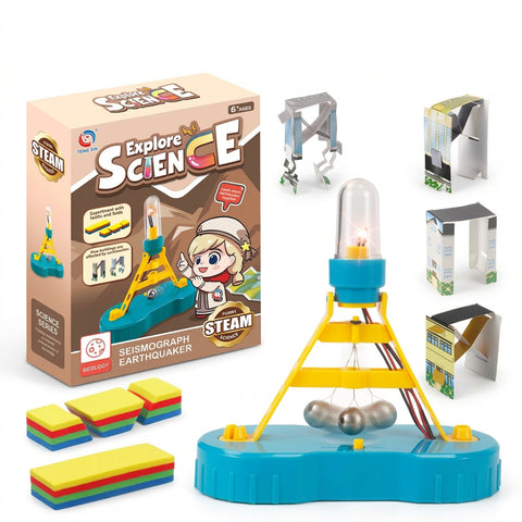 DIY Earthquake Science Kit - Seismograph & Building Model STEM Experiment Set