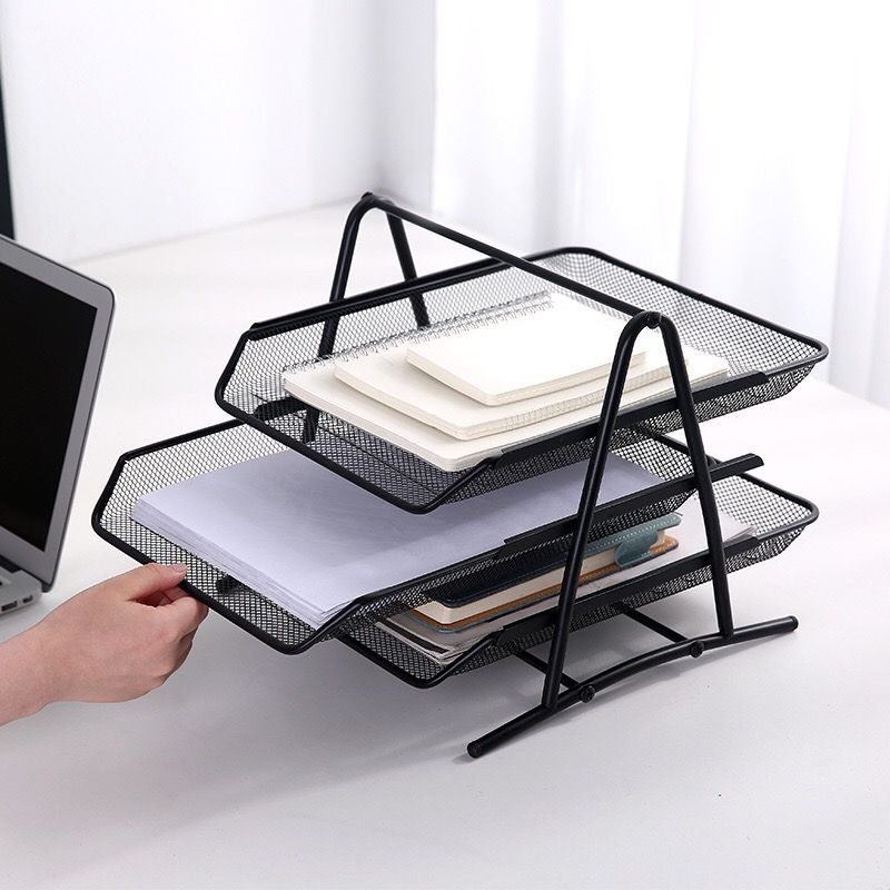 Metal Mesh Paper Tray Desk Organiser (3 Tier)