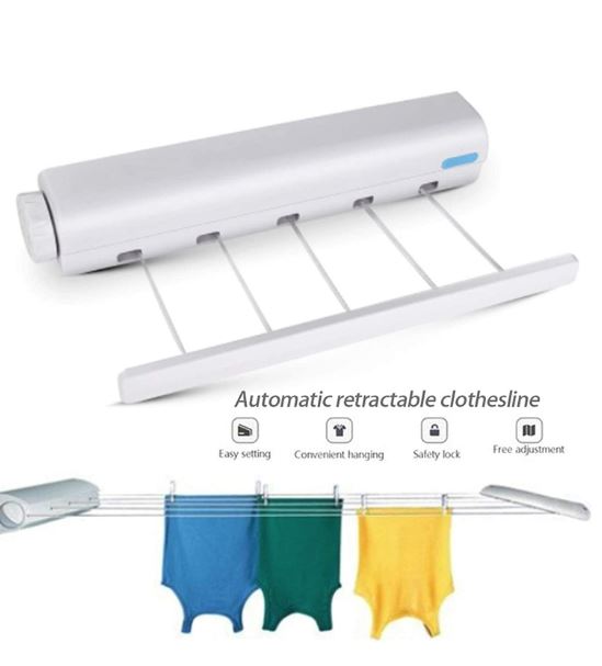 Retractable Clothes Drying Line with Hanger Clips