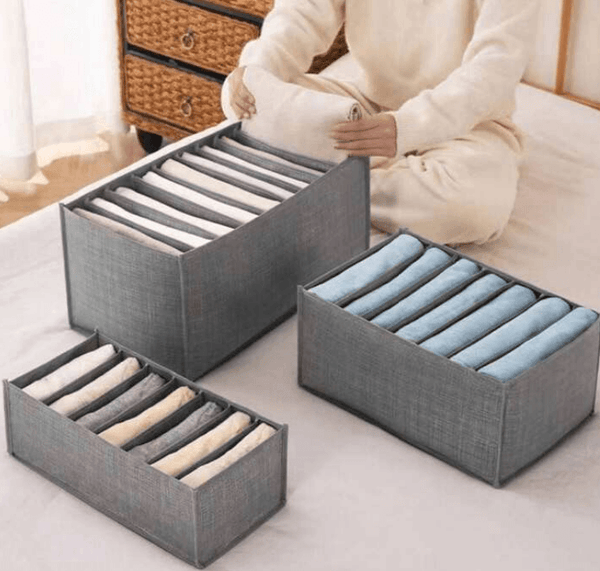 Partitioned Collapsible Cloth Storage Organiser Set (3 pcs)