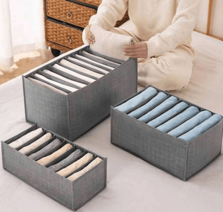 Partitioned Collapsible Cloth Storage Organiser Set (3 pcs)