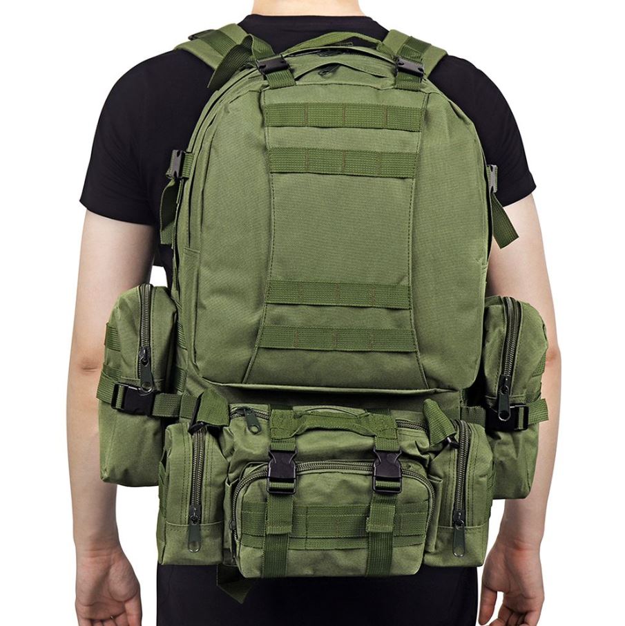 Travel Camping Bag With Three Molle Bags (Green)